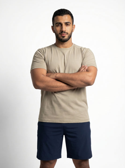 Muscle Fit Essential T-Shirt Beige