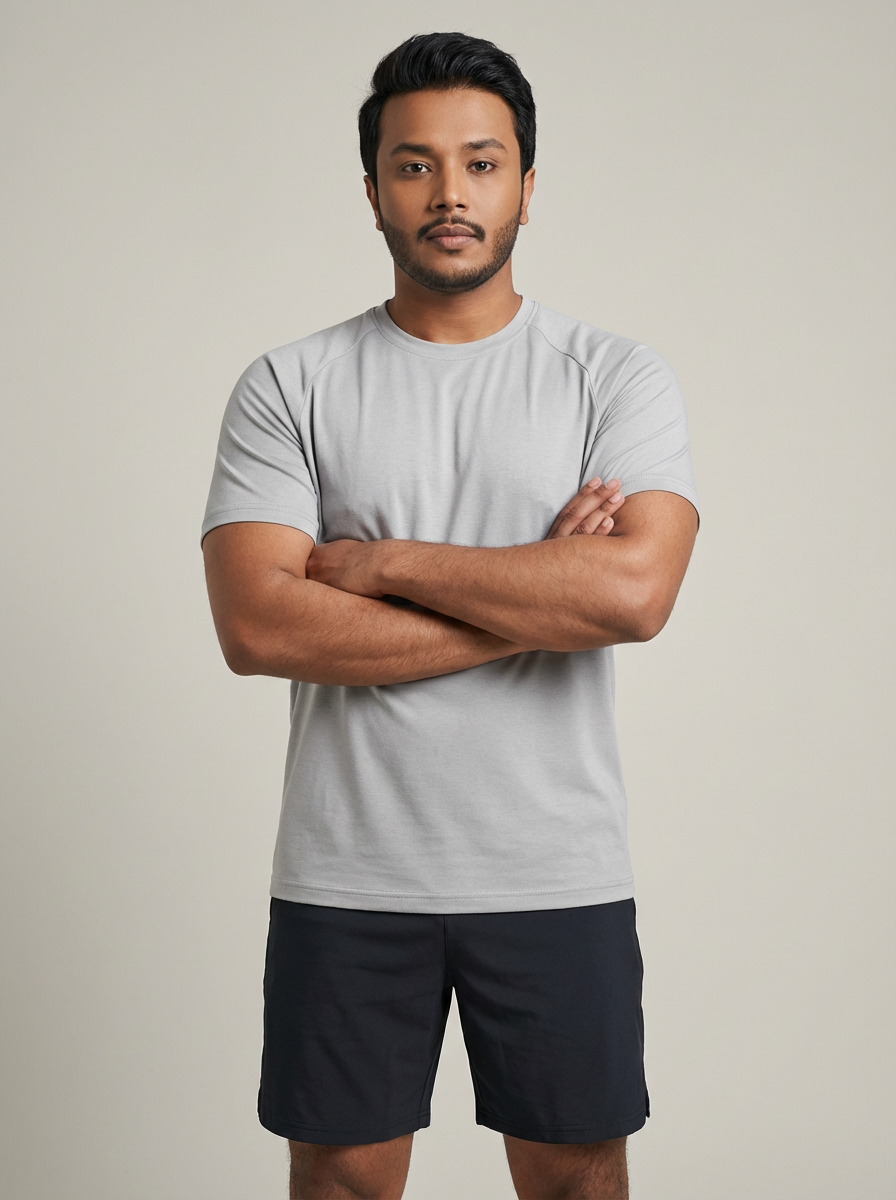 Muscle Fit Essential T-Shirt Light Grey