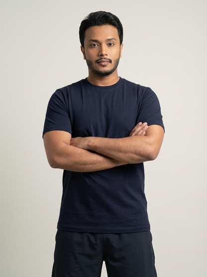 Muscle Fit Essential T-Shirt Navy Blue